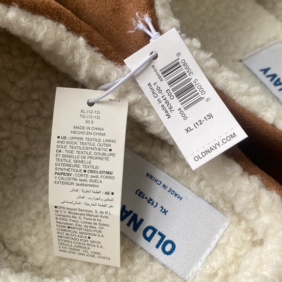 Old Navy NWT Faux Suede Sherpa Lined Slippers size XL (12-13) - Picture 5 of 5